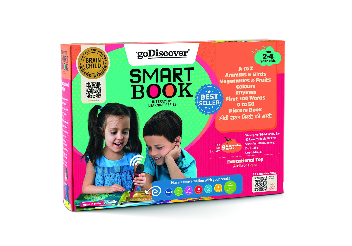 goDiscover Interactive SmartBook with Talking Pen | Set of 9 Story Sound Books with British Accent Audio | Activity Educational Kit for Toddlers, Preschool Kids Age 2 to 4 Years Learning Toys